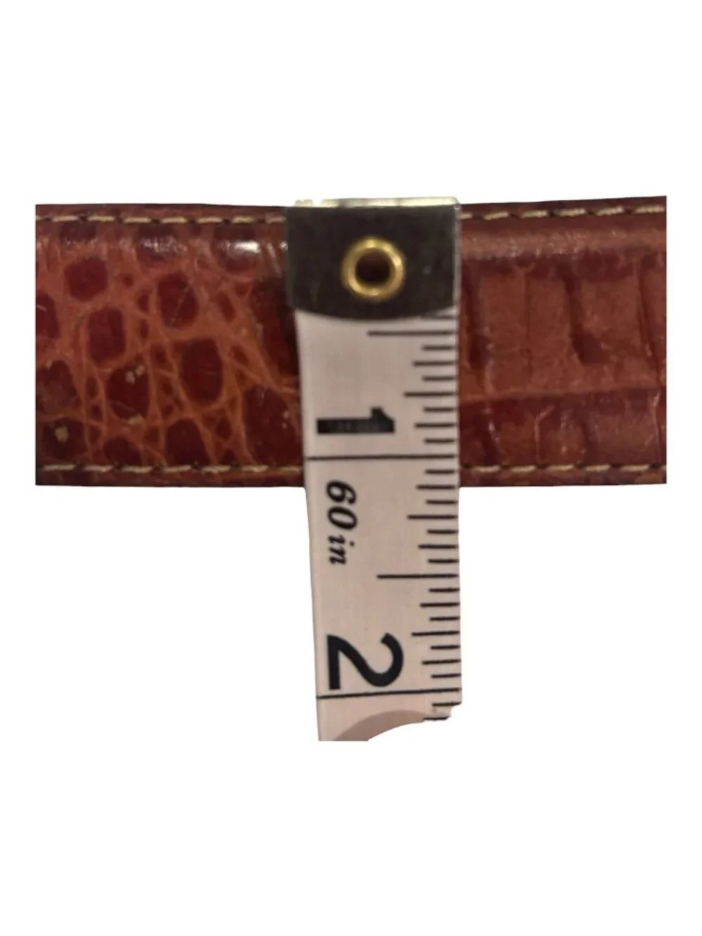 Martin Dingman Crocodile Grain Italian Calfskin Leather Belt Brown Size 36 USA